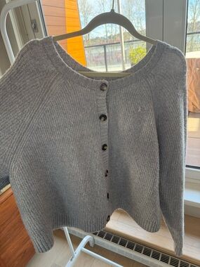 torrid Light Gray Button-Front Knit Cardigan